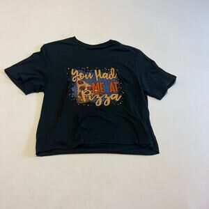 Barbells and Pizza Cropped Pizza Shirt M